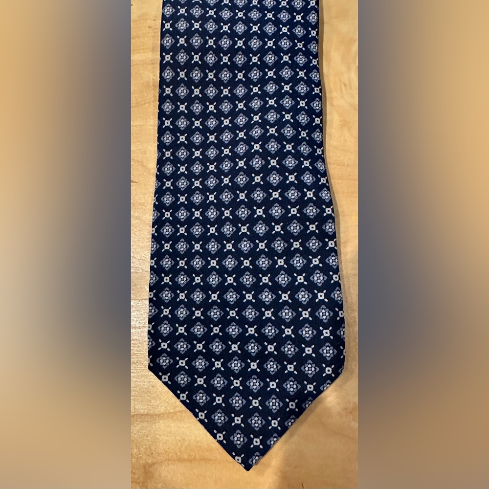 Tino Cosma Navy and White Geometric Tie